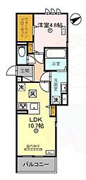 栗東市安養寺6丁目アパート 1LDKの間取図画像