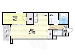 大津市横木1丁目アパート 1LDKの間取図画像