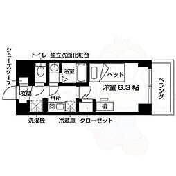 エスリードカレッジゲート南草津 1Kの間取図画像
