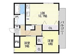ヒース 2LDKの間取図画像
