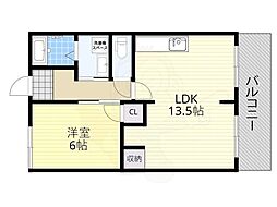 アネックス・モリヤマC 1LDKの間取図画像