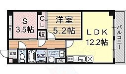 ヴィエナ栗東 1SLDKの間取図画像