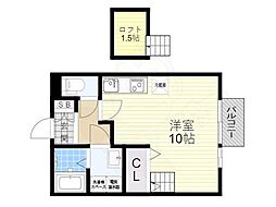リヴェールセタ ワンルームの間取図画像