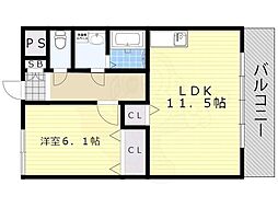 ベルヌーブ森神5 1LDKの間取図画像