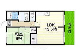 アネックス・モリヤマC 1LDKの間取図画像
