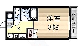 カルテットコボリA棟 1Kの間取図画像