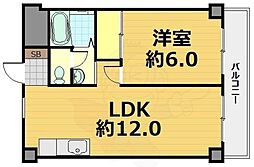 第16洛西ハイツ瀬田 1LDKの間取図画像