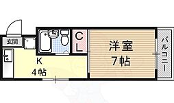 上笠東ハイツ 1Kの間取図画像