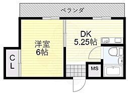オクダビル 1DKの間取図画像