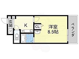 サンクリエート草津 1Kの間取図画像