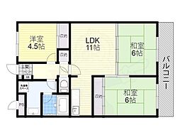 ドミールボア 2LDKの間取図画像