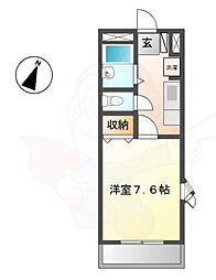 リバティヒルズ21 1Kの間取図画像