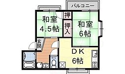 シャルム小柿 2DKの間取図画像