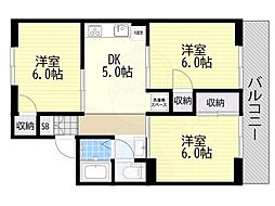 クッキィーB棟 3DKの間取図画像