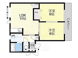 スリーパブリックB棟 2LDKの間取図画像