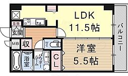 ベルヴィオウミ 1LDKの間取図画像
