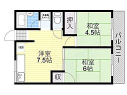 瀬田サンプラザマンション 2DKの間取図画像
