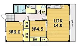 エリセオびわ湖 2LDKの間取図画像