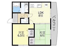 カーム瀬田 2DKの間取図画像
