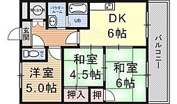 西村マンション 3DKの間取図画像