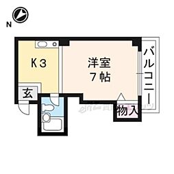 タイムスピア 2階1Kの間取り