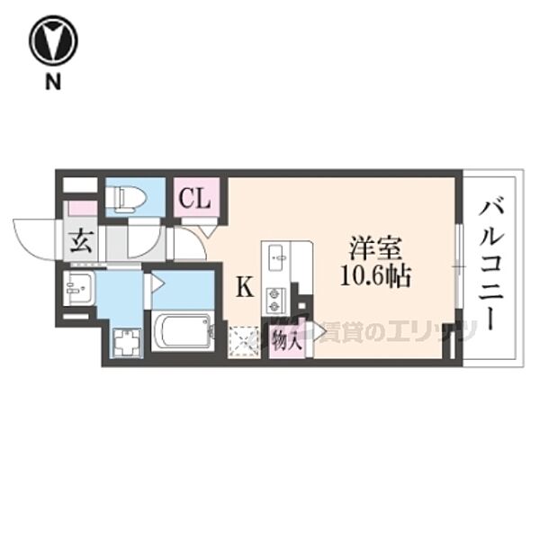 ブルック　ブリーズ 406｜京都府京都市伏見区竹田西段川原町(賃貸マンション1R・4階・30.11㎡)の写真 その2