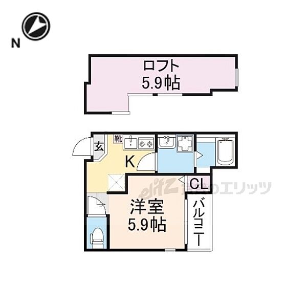 ハーモニーテラス京都石田 203｜京都府京都市伏見区醍醐東合場町(賃貸アパート1K・2階・20.67㎡)の写真 その2