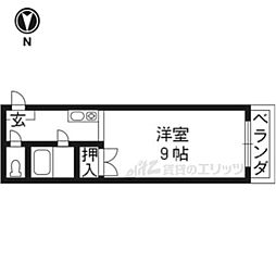 京阪本線 丹波橋駅 徒歩15分の賃貸マンション 3階1Kの間取り