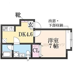 Ｋ2（ケーツー） 2階1DKの間取り