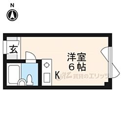 アレックスIII 4階ワンルームの間取り