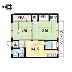 赤澤マンション 2階2DKの間取り