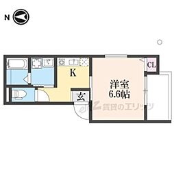 コンプレト醍醐 1Kの間取図画像