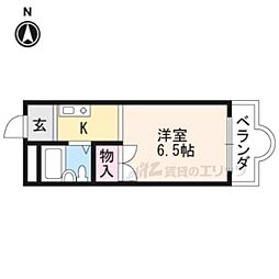 JR東海道・山陽本線 山科駅 徒歩13分の賃貸マンション 3階1Kの間取り