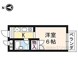 ヴィラ山科南 1階1Kの間取り