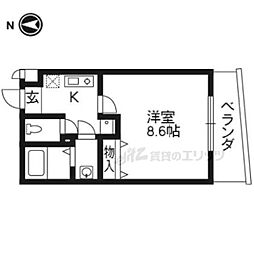 ステラマリスI 2階1Kの間取り