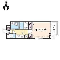 ヒカルサ京都山科大宅 1Kの間取図画像