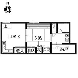 センチュリープラザ丹波橋 1DKの間取図画像
