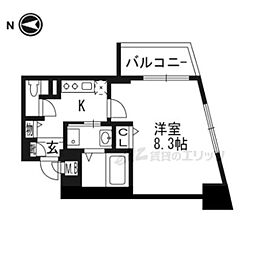 ベラジオ京都烏丸十条 1Kの間取図画像