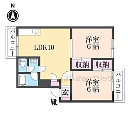 中川ハイツ 2LDKの間取図画像
