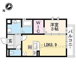 カーサ金森 1LDKの間取図画像