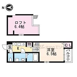 ブライトヒルズ椥辻 1Kの間取図画像