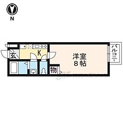 フラッティ龍大前 1Kの間取図画像