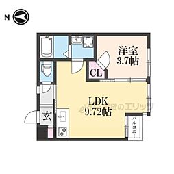 Portofino六地蔵 1LDKの間取図画像