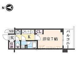ベラジオ雅び京都七条ウエストII 1Kの間取図画像