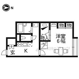 レオパレスTBOX1 1Kの間取図画像