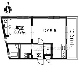 ハイツ純豊 1LDKの間取図画像