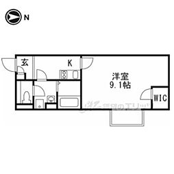 レオネクストシャルム桃山 1Kの間取図画像