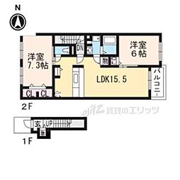 ヴィラ四ノ宮 2LDKの間取図画像