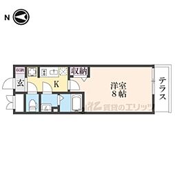 京都市山科区御陵天徳町マンション 1Kの間取図画像
