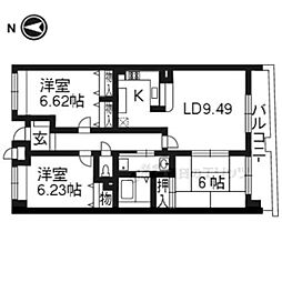 パインフィールド五条 3LDKの間取図画像